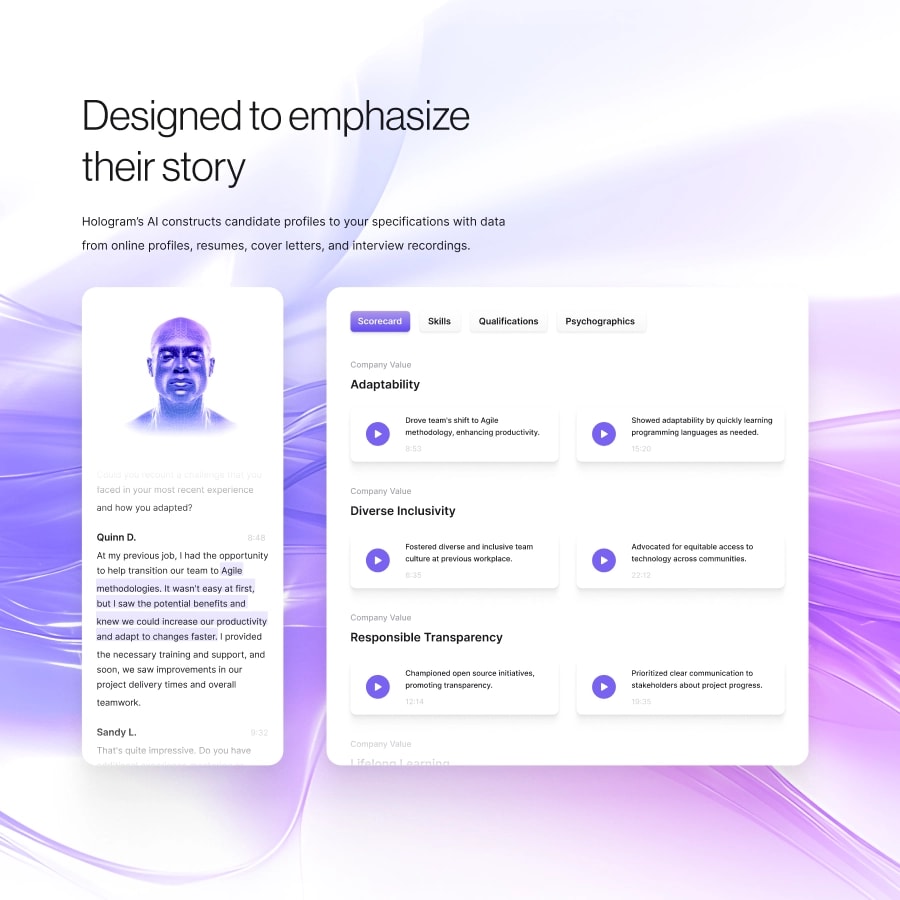 Hologram Candidate Scorecard Interface