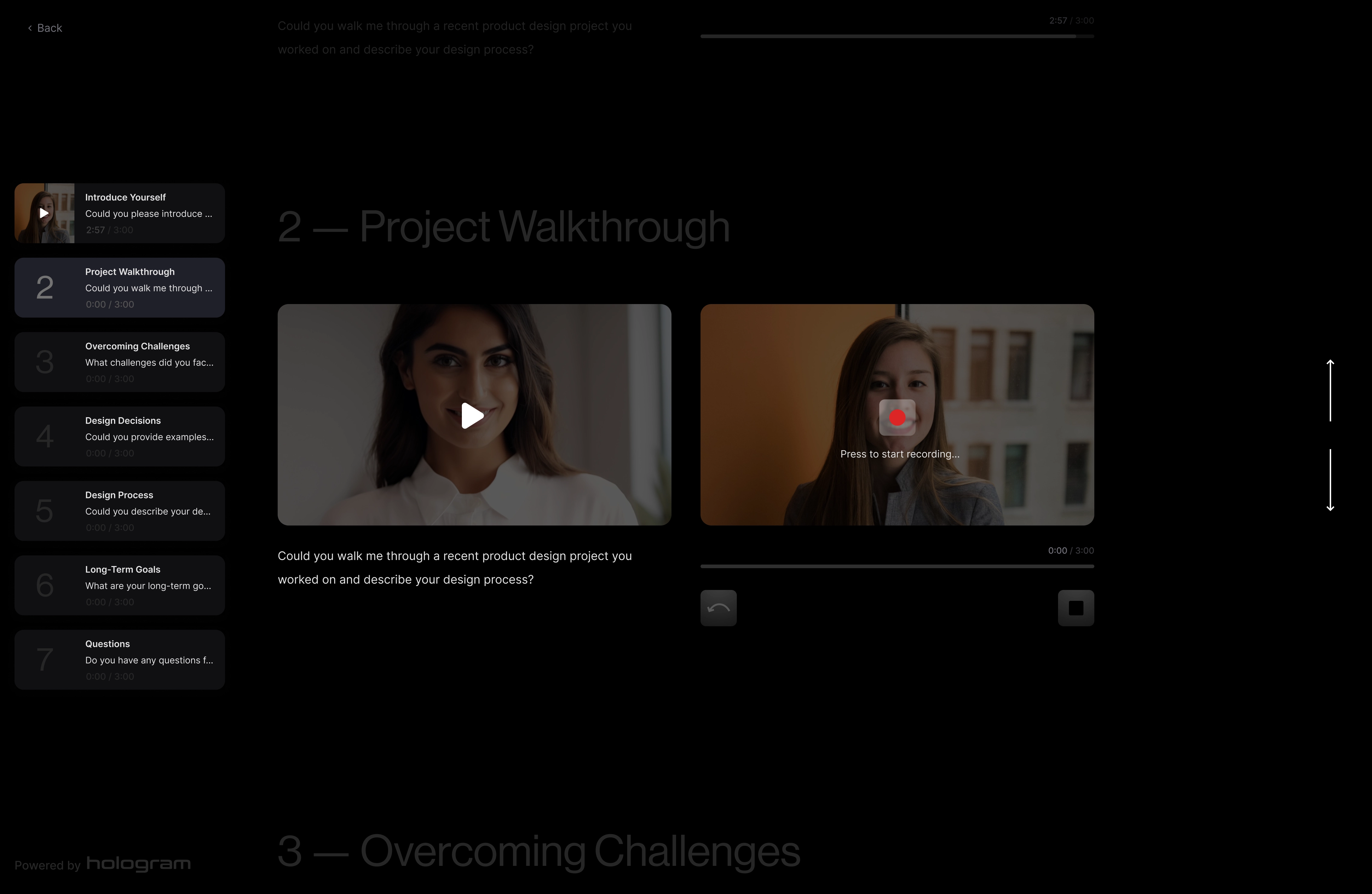Hologram Async Two Way Interview