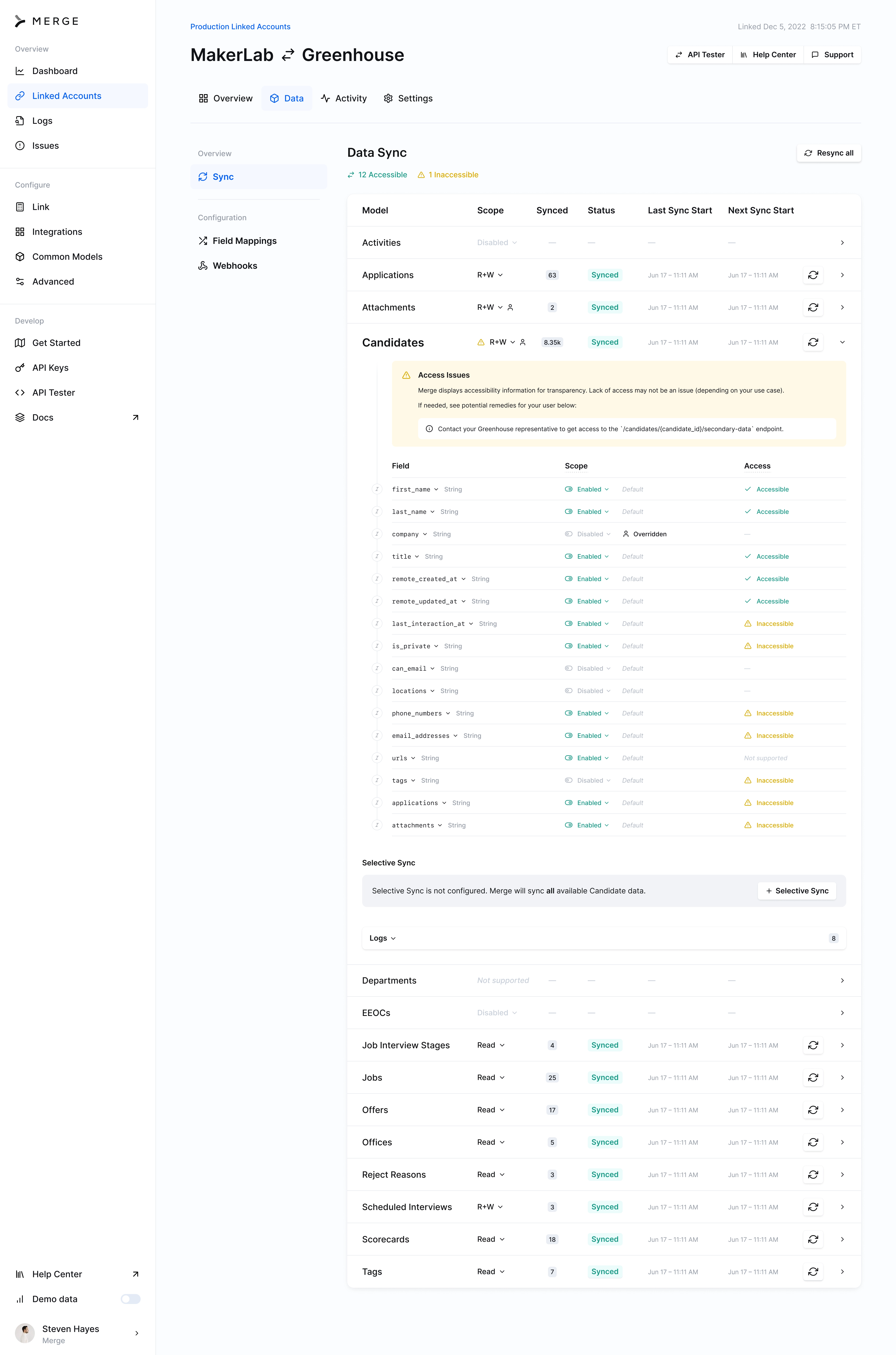 Merge Linked Account Data Sync