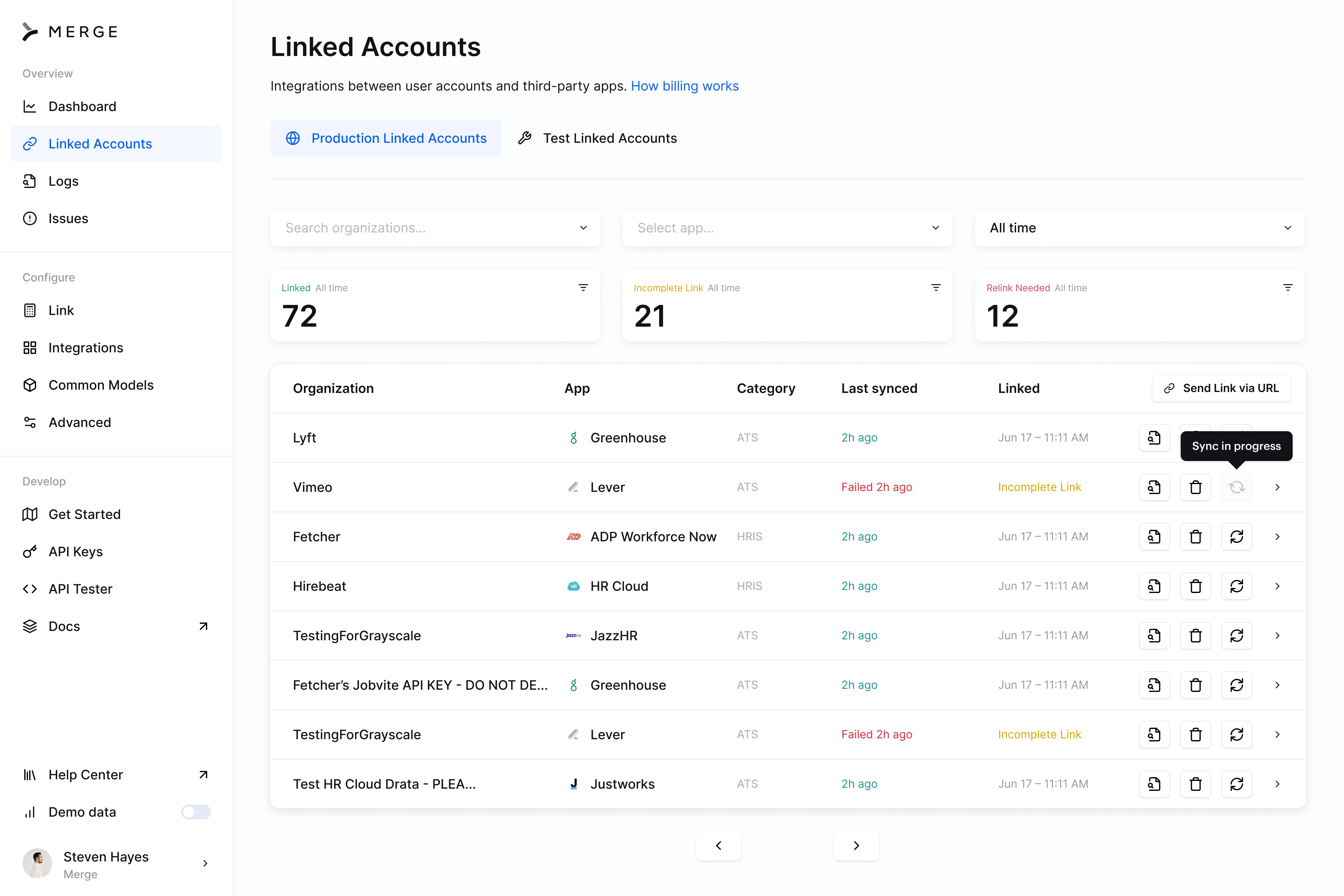 Merge Linked Accounts